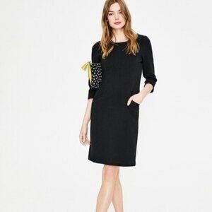Boden Black Ottoman Ribbed Ponte Shift Day Dress Size 12